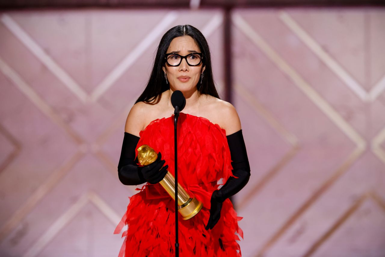 Ali Wong accepts the award for stand-up comedy performance at the Golden Globes on January 5.