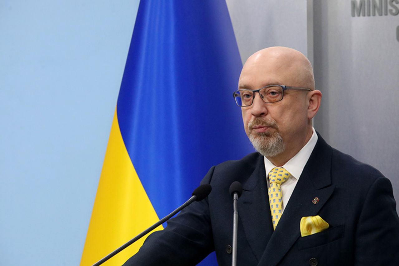 Oleksii Reznikov, Ukraine's Minister of Defense, holds a briefing, Kyiv on February 3. 