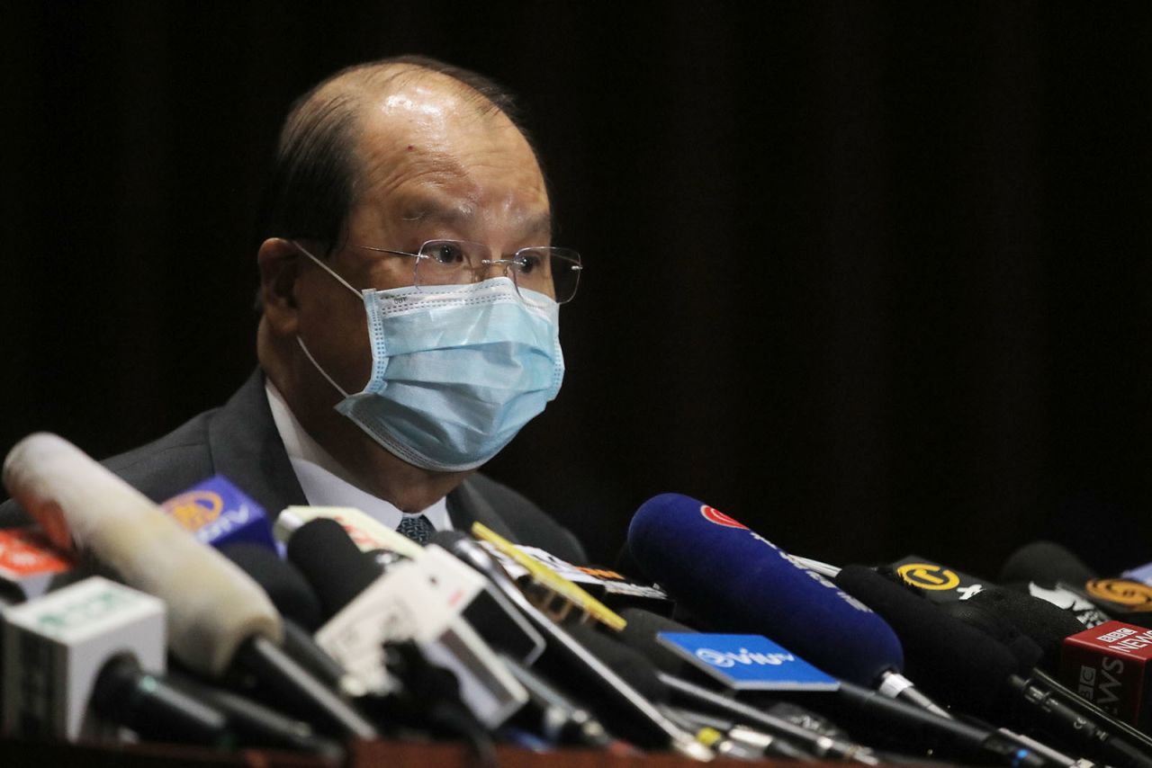 In this May 27 photo, Matthew Cheung speaks at a news conference in Hong Kong. 