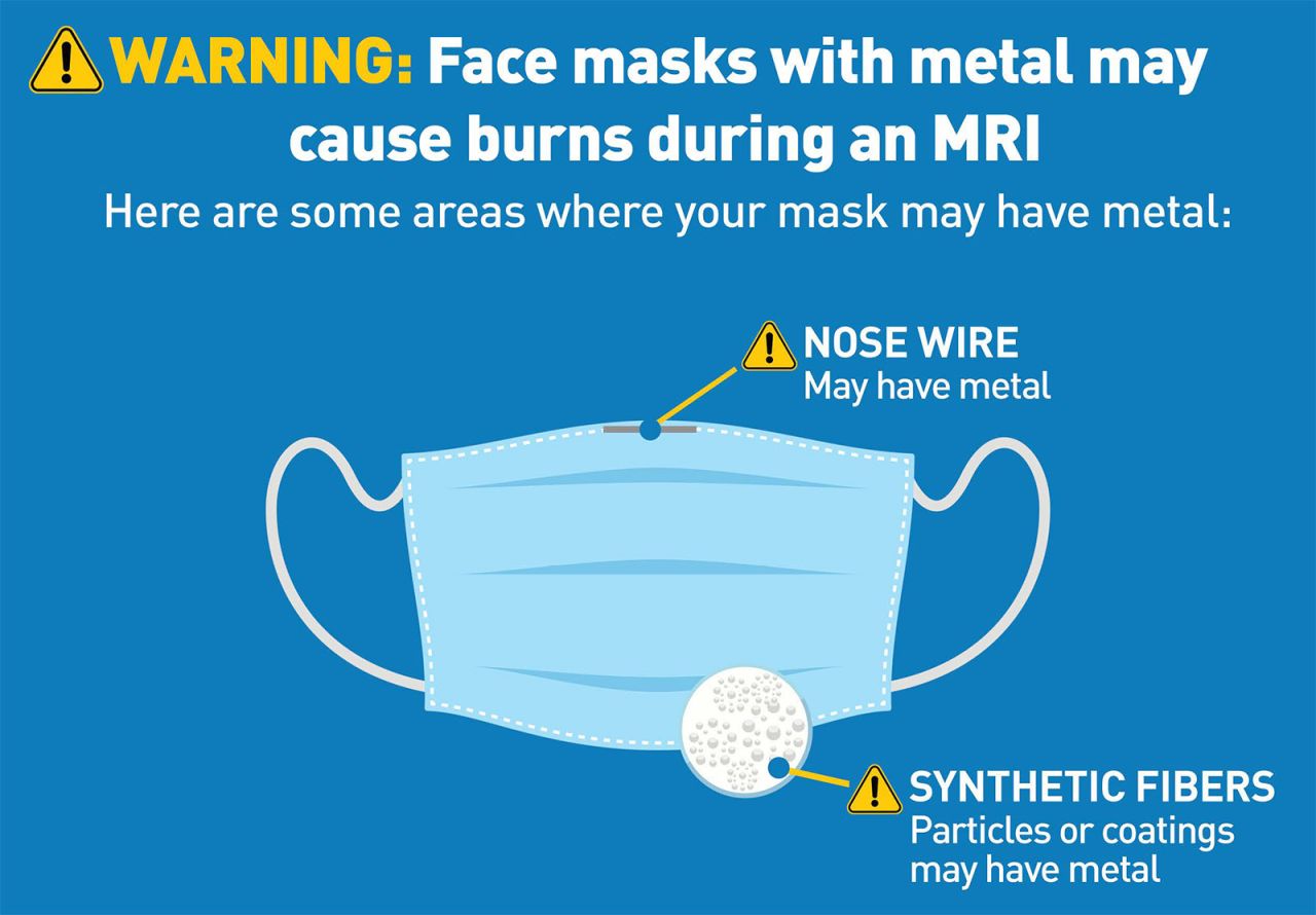 This graphic provided by the FDA warns mask-wearers of the potential metal parts of their masks.