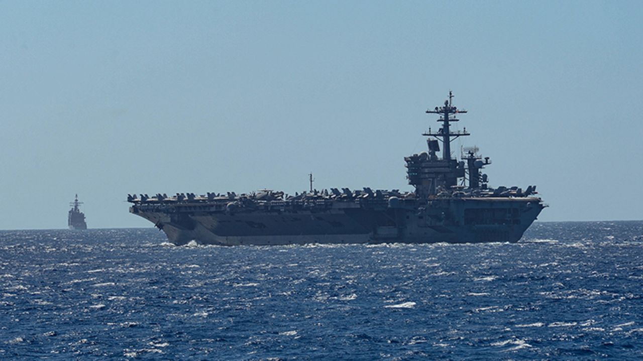 The aircraft carrier USS Theodore Roosevelt in the Philippine Sea Febbruary 29.