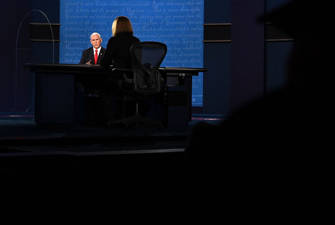 Vice President Mike Pence speaks during the vice presidential debate in Salt Lake City on Wednesday.