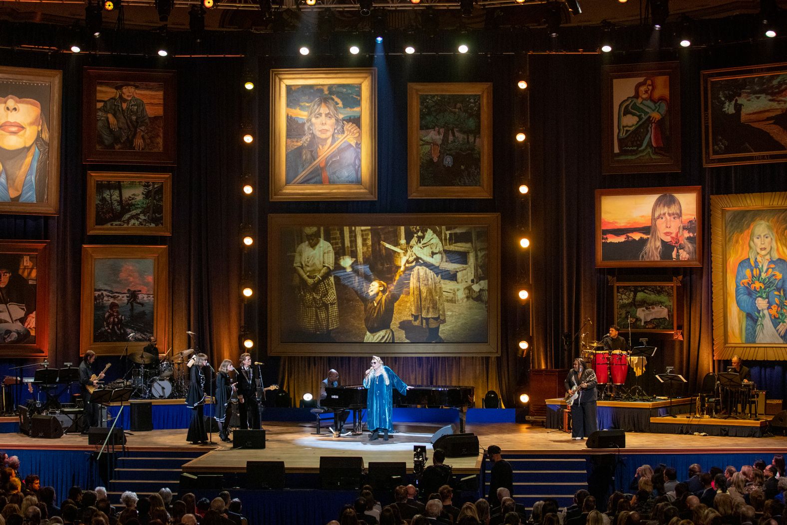 Mitchell performs at the presentation of the Library of Congress Gershwin Prize, which honors a musician's lifetime contribution to popular music. She was the 2023 winner.