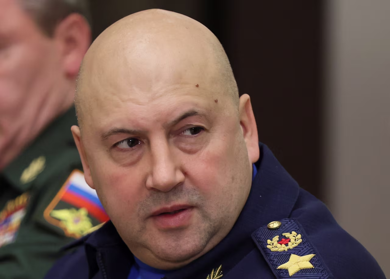 Commander of Russia's Aerospace Forces Sergei Surovikin attends a meeting with President Vladimir Putin in Sochi, Russia, on November 3, 2021.