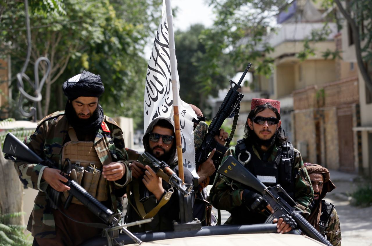 Taliban fighters on patrol in Kabul, Afghanistan, on Thursday, August 19.