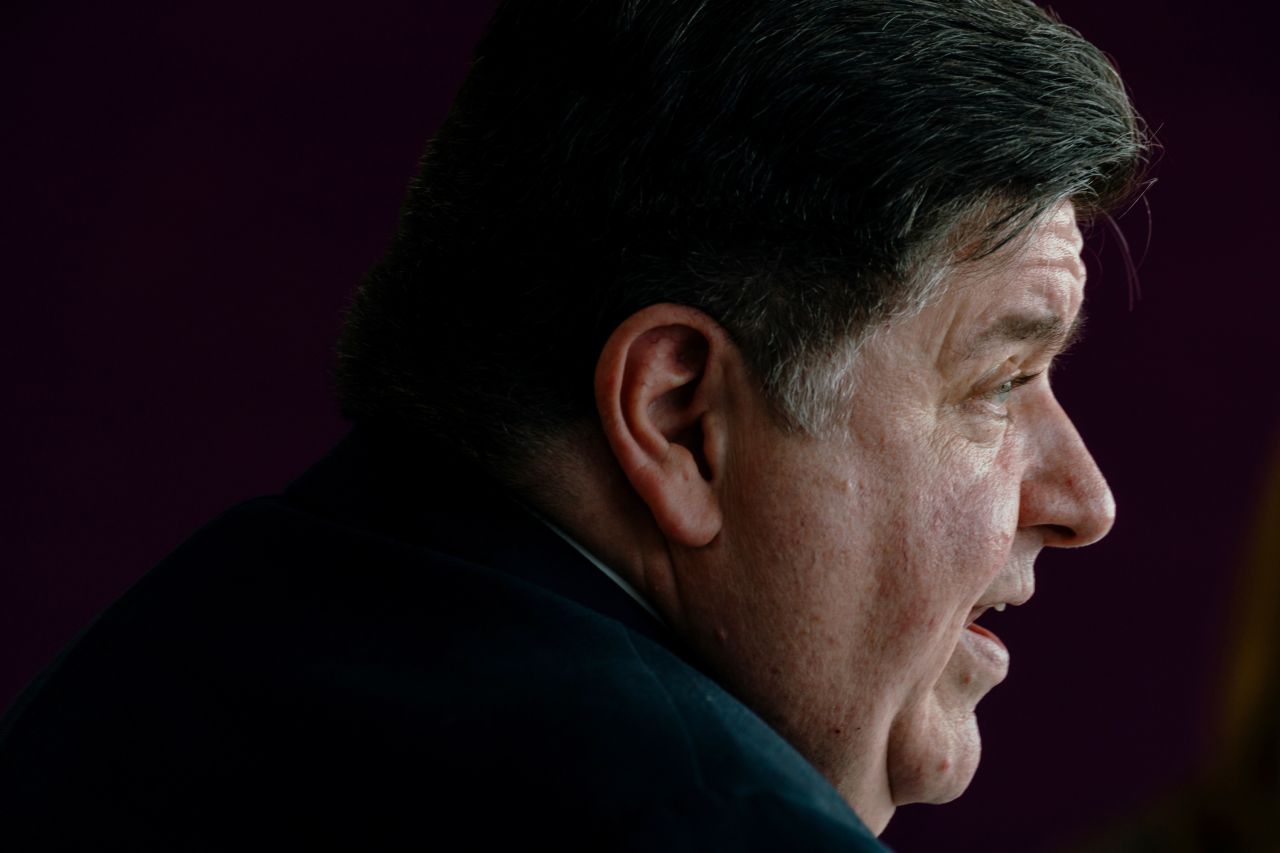 JB Pritzker speaks during an interview in Chicago, Illinois, on May 6.