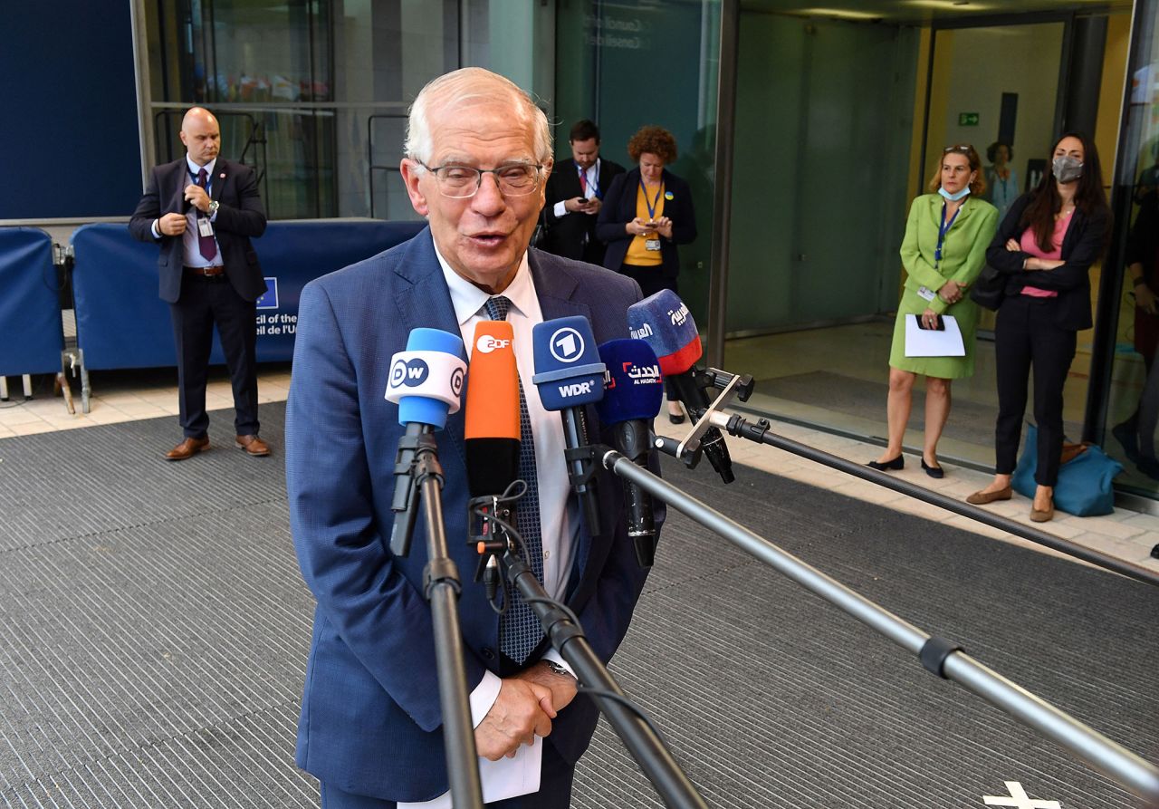 High Representative of the European Union for Foreign Affairs and Security Policy Josep Borrell talks to the press during a Foreign Affairs Council meeting at the EU Council building in Luxembourg on June 20.