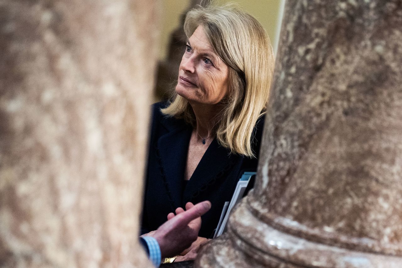 Sen. Lisa Murkowski after the senate luncheons in the US Capitol on Tuesday, February 6.