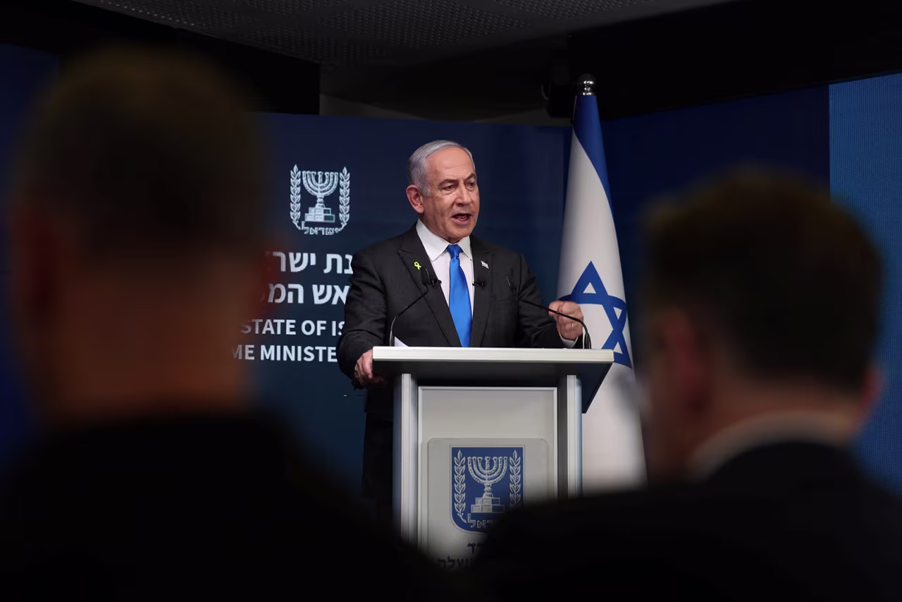 Benjamin Netanyahu speaks during a press conference in Jerusalem, on September 4.