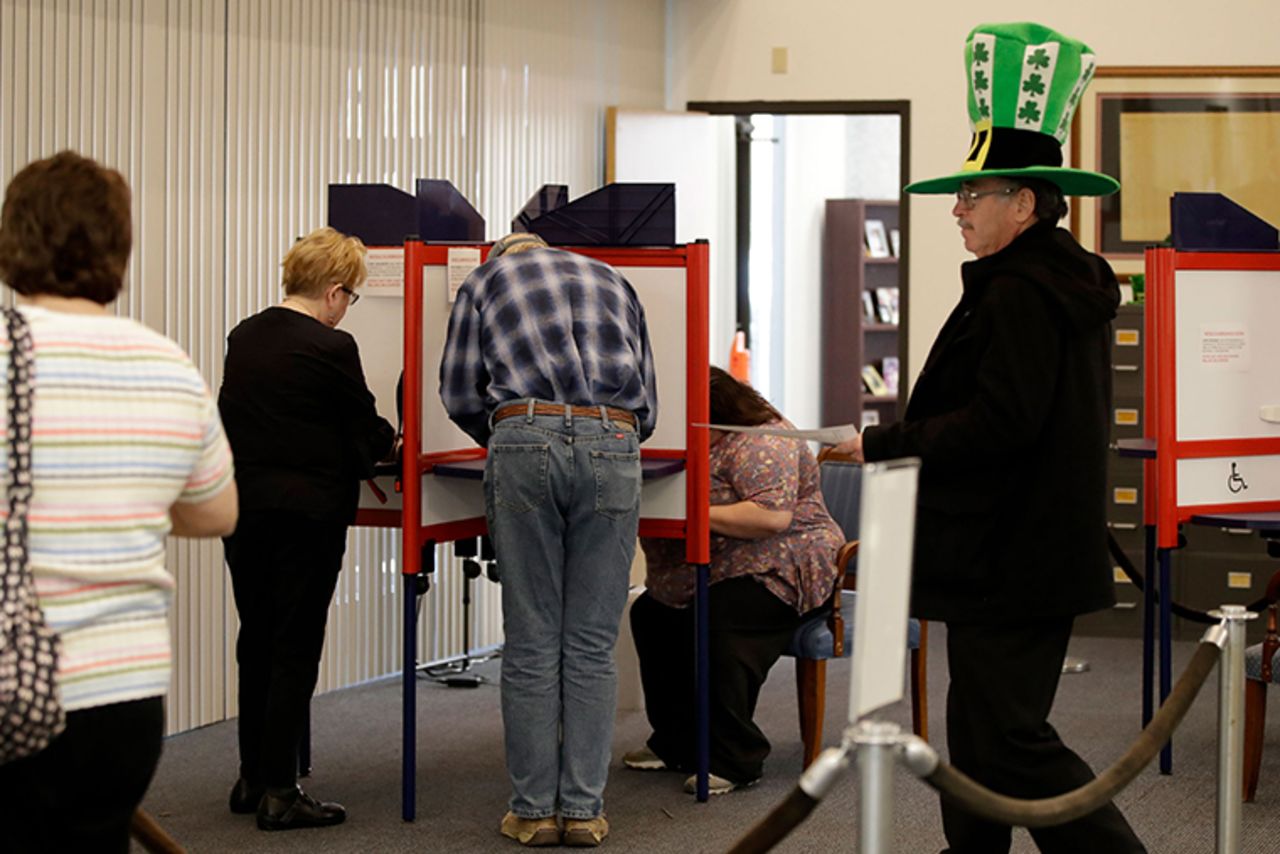 Voters take advantage of early voting, Sunday, March 15, in Steubenville, Ohio. 