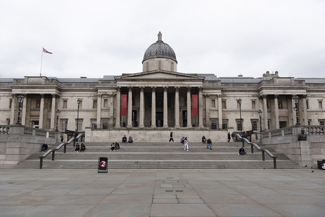 The National Gallery and Trafalgar Square are seen with a few visitors in London, Britain, on March 17..