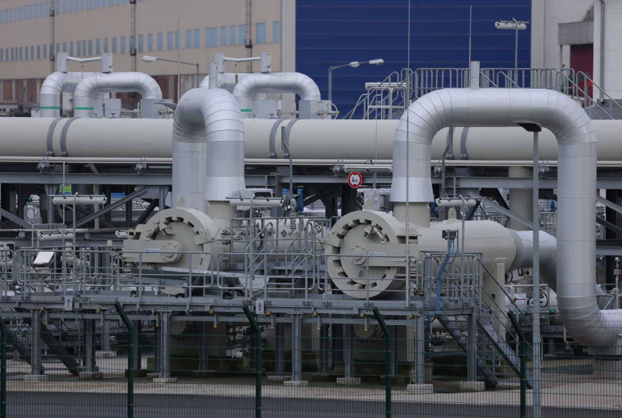 Pipes stand at the receiving station of the Nord Stream 2 gas pipeline on February 2 near Lubmin, Germany. 