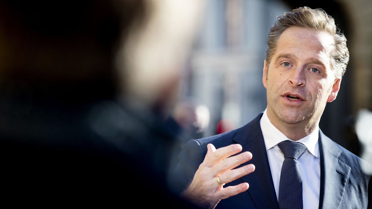 Dutch Health Minister Hugo de Jonge arrives at the Binnenhof for the weekly Council of Ministers meeting in The Hague on March 5. 