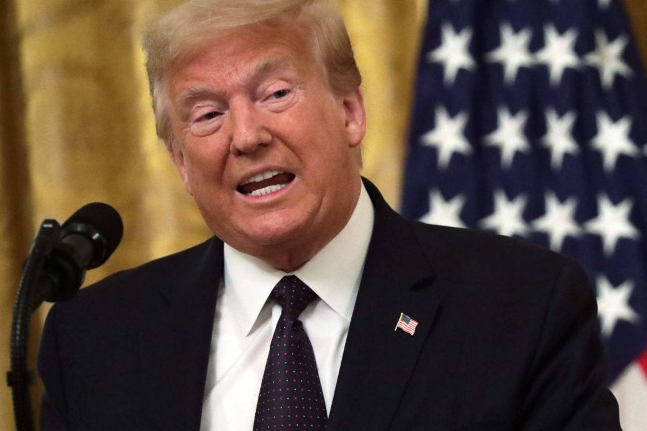 US President Donald Trump speaks during an East Room event to announce the “PREVENTS Task Force” at the White House in Washington, DC, on Wednesday, June 17. 