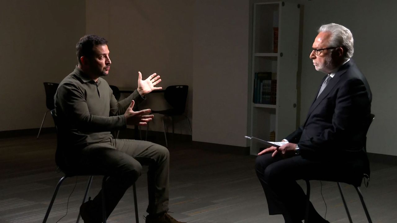 Ukrainian President Volodymyr Zelensky speaks to CNN's Wolf Blitzer during an interview on Tuesday, September 19, in New York. 