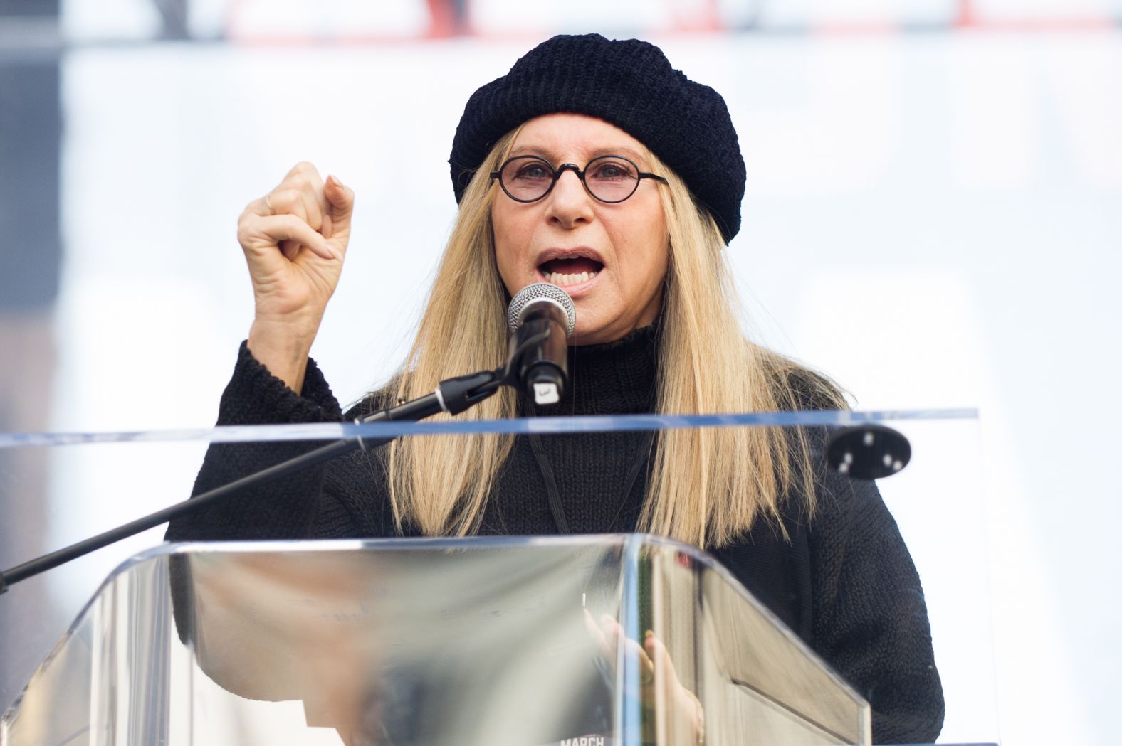 Streisand speaks at the 2017 women's march in Los Angeles.