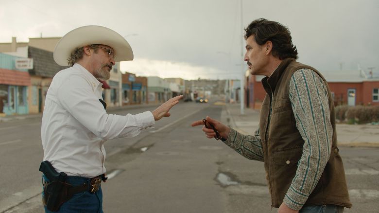 Joaquin Phoenix and Pedro Pascal in “Eddington” releasing on July 18, 2025.