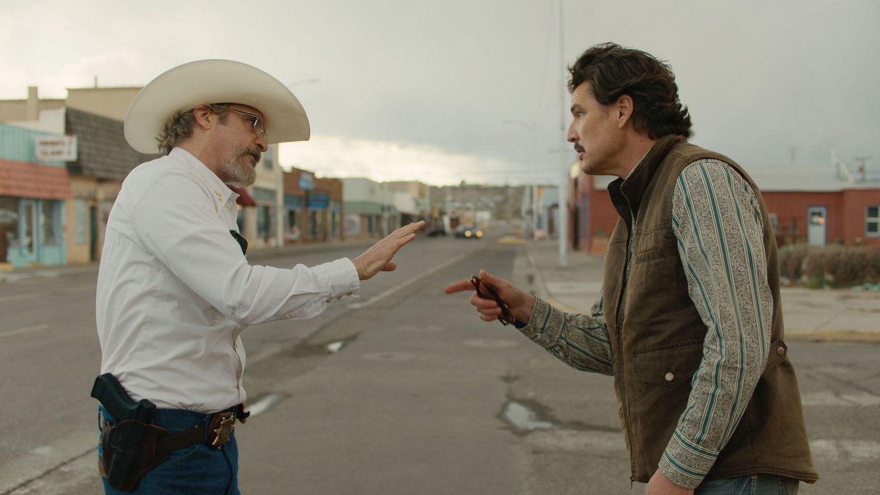 Joaquin Phoenix and Pedro Pascal in “Eddington” releasing on July 18, 2025.