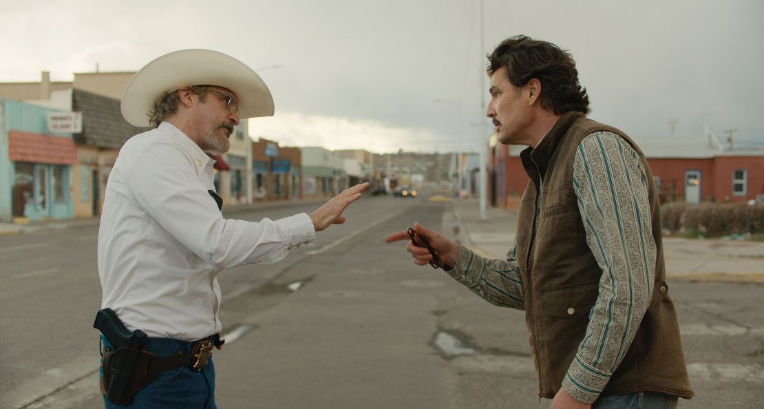 Joaquin Phoenix and Pedro Pascal in “Eddington.”