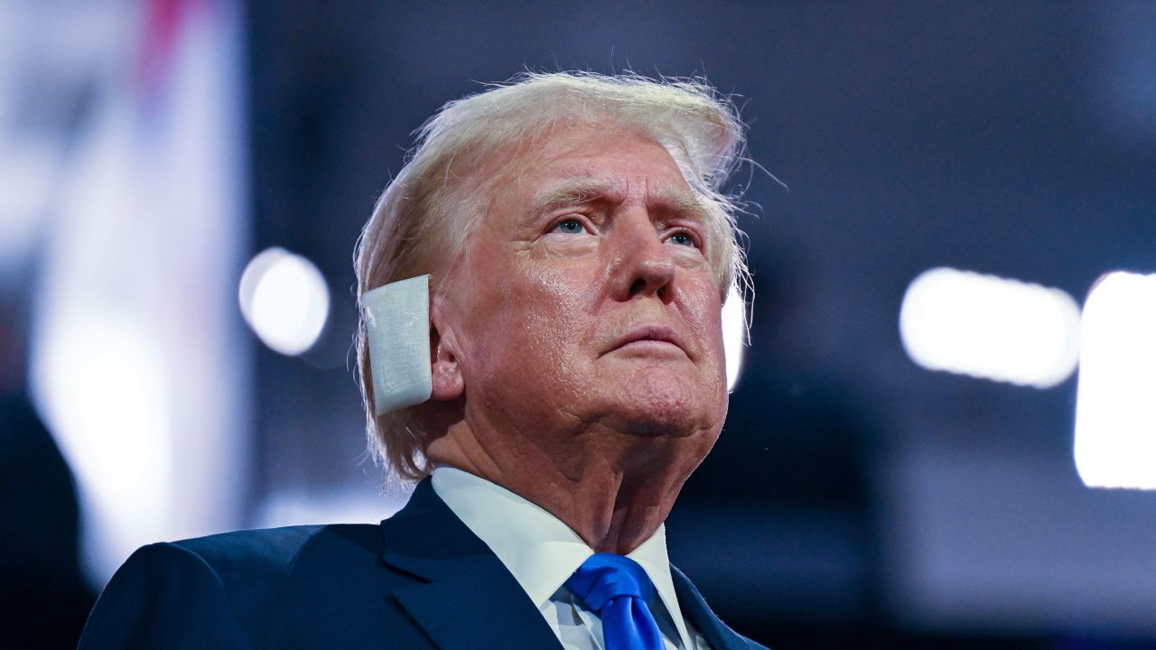 Former President Donald Trump at the 2024 Republican National Convention hosted at the Fiserv Forum in Milwaukee, Wisconsin, on July 16, 2024. (Rebecca Wright/CNN)