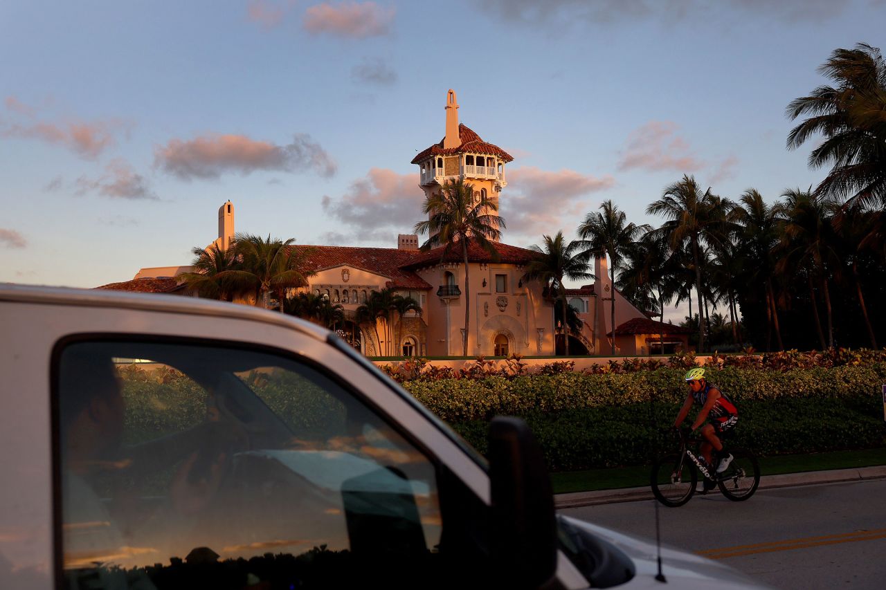 The exterior of former President Donald Trump's Mar-a-Lago home is seen on March 23, 2023 in Palm Beach, Florida. 