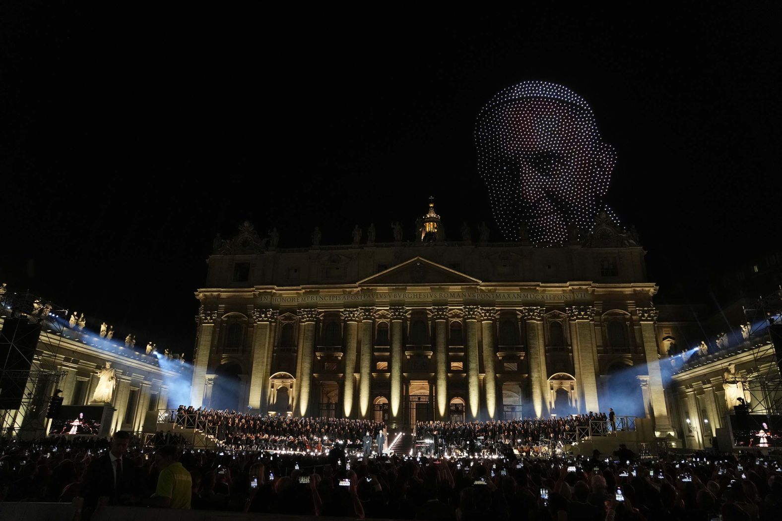 An image of Pope Francis, made by drones, hovers over St. Peter’s Basilica during a concert at the Vatican on Saturday, September 13. <a href="index.php?page=&url=https%3A%2F%2Fwww.cnn.com%2F2025%2F09%2F11%2Fworld%2Fgallery%2Fphotos-this-week-september-04-september-11">See last week in 36 photos</a>.