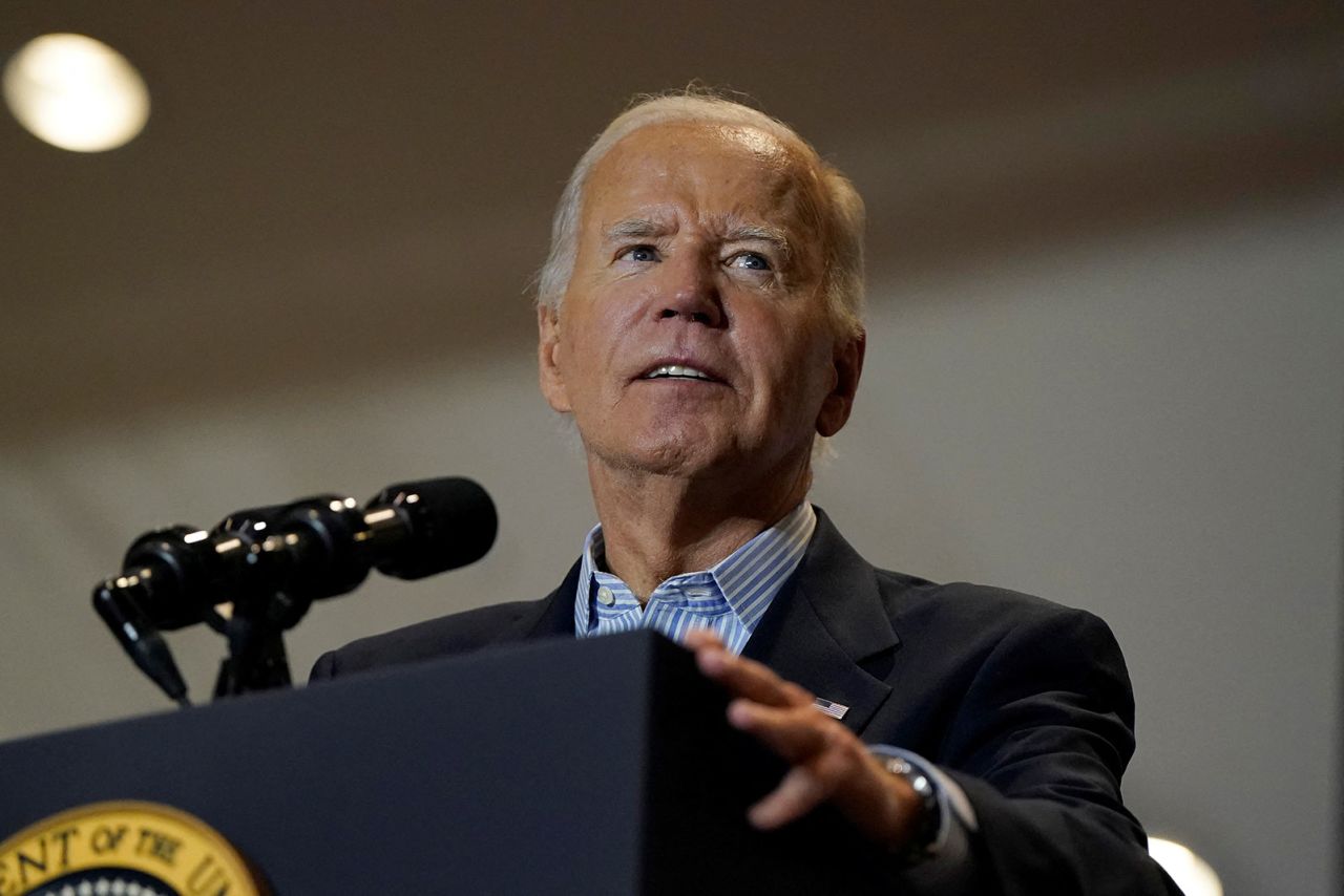 President Joe?Biden?speaks during a Labor Day campaign event in Pittsburgh, Pennsylvania, on Monday, September 2.