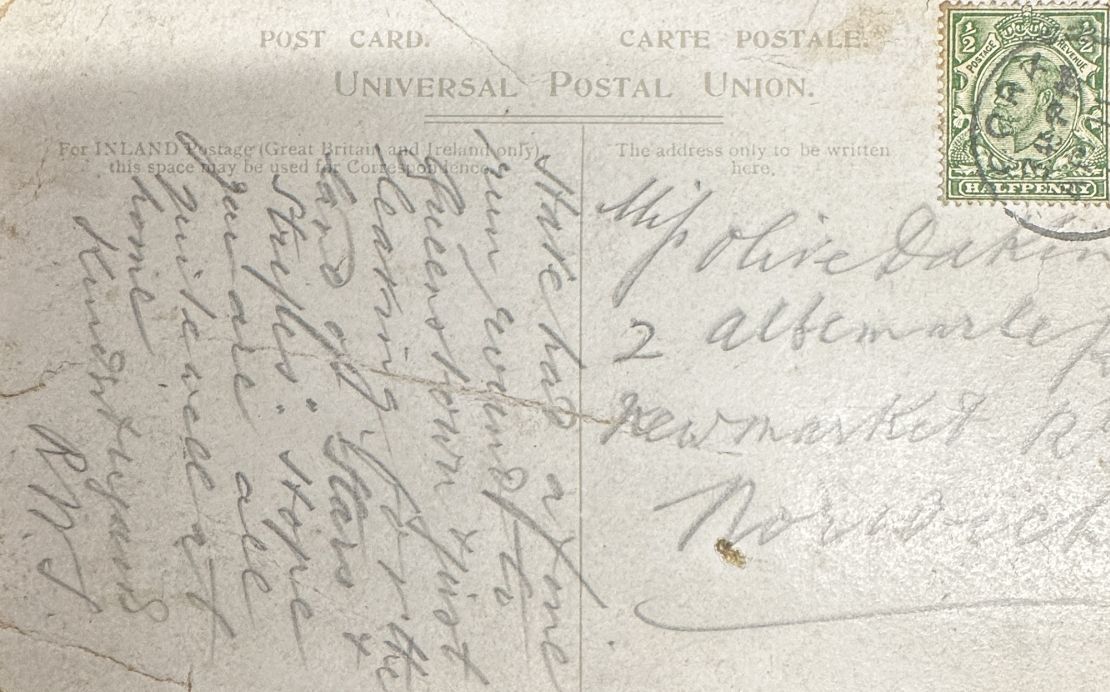 The card, written in pencil by Richard William Smith, was sent from Cork, Ireland on April 11 1912.