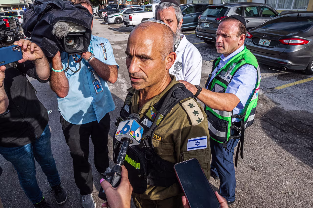 Golan Vach, Commander of the Israel Rescuers delegation arrives in the area near the partially collapsed 12-story Champlain Towers South condo building in the city of Surfside, Florida, on June 27.