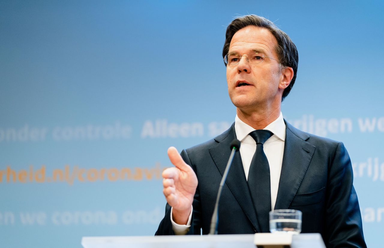 Dutch Prime Minister Mark Rutte speaks during a news conference in The Hague on April 21.