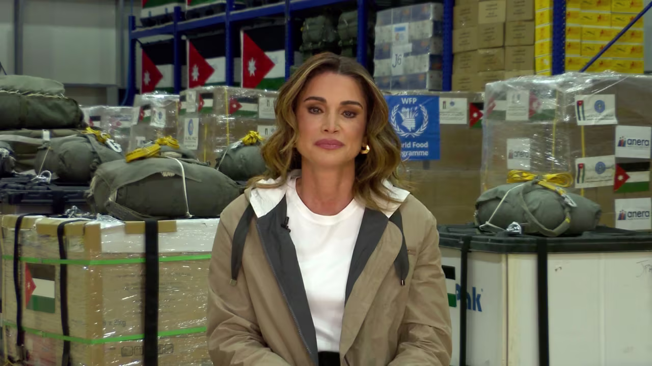 Queen Rania of Jordan appears on CNN during an interview on Monday, March 11.