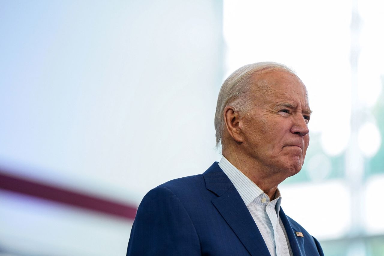 President Joe Biden attends a campaign event at Renaissance High School in Detroit on July 12. 