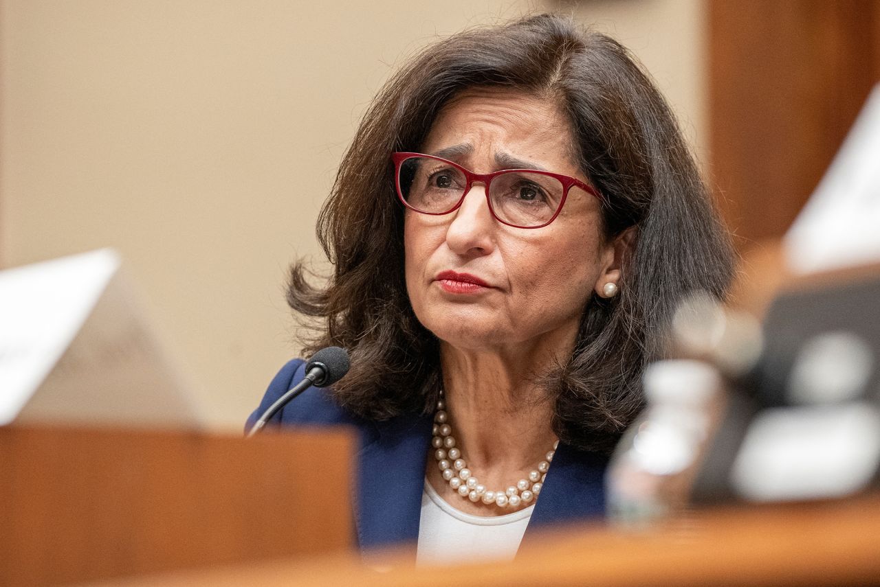 Columbia University President Nemat "Minouche"?Shafik?testifies before a House Education and the Workforce Committee hearing on "Columbia University's Response to Antisemitism," on Capitol Hill in Washington, on April 17, 2024.