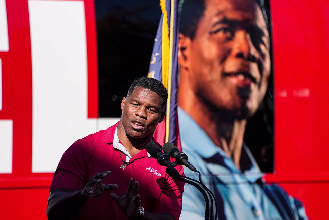 Herschel Walker speaks during a campaign rally Tuesday, November 29 in Greensboro, Georgia. 
