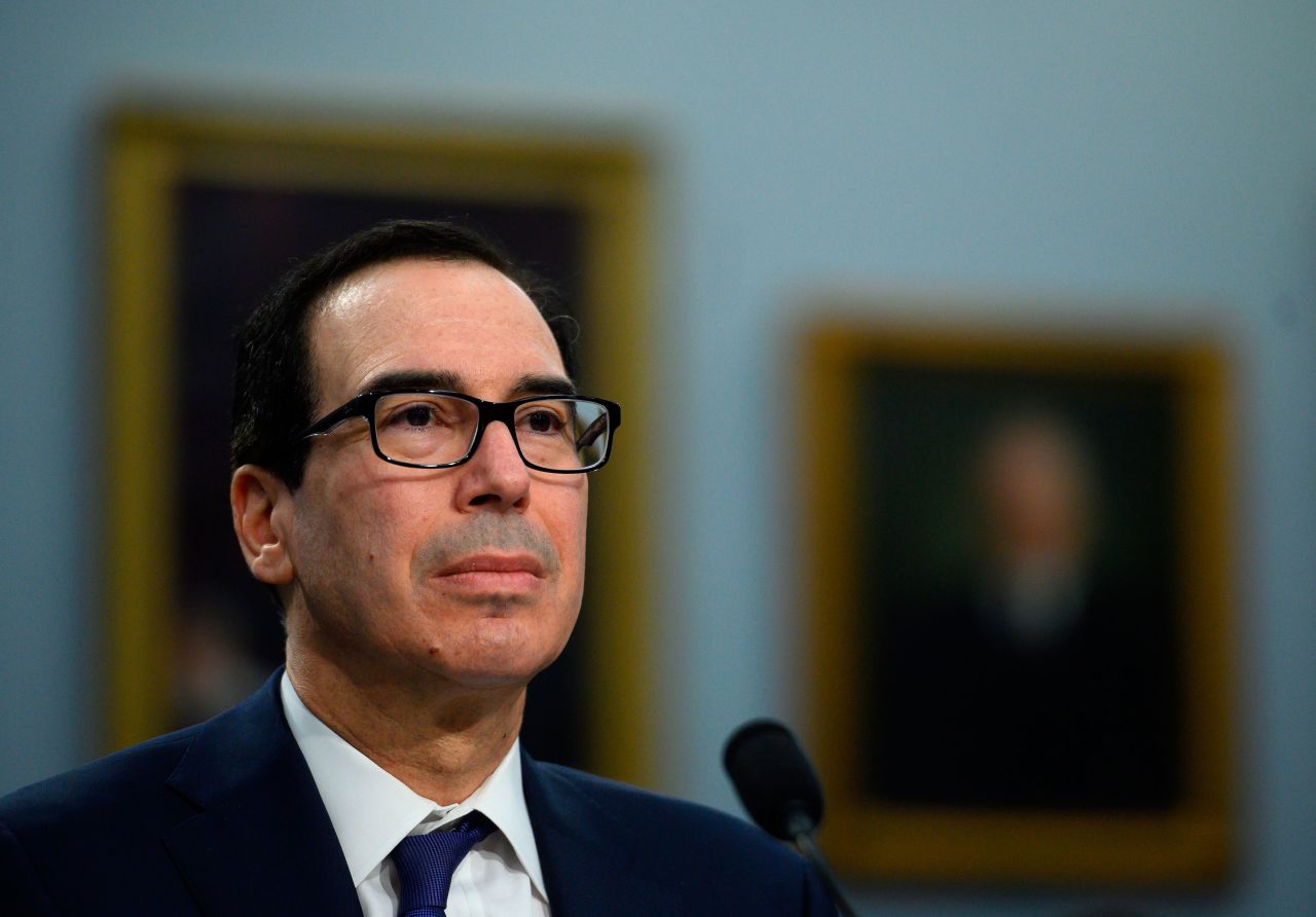 US Treasury Secretary Steven Mnuchin speaks at a hearing in the Rayburn House Office Building on Capitol Hill March 11 in Washington, DC.