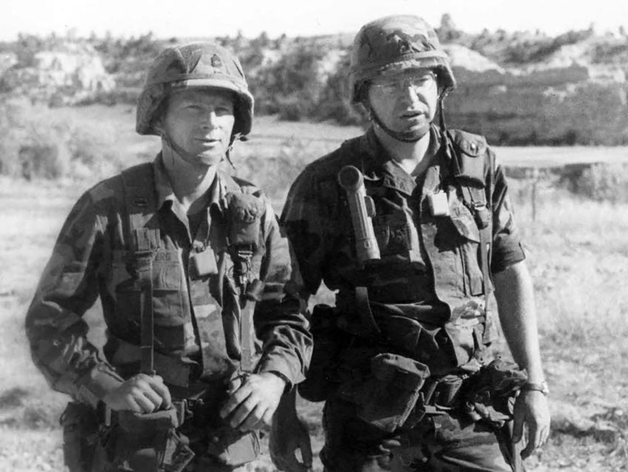 Walz, right, and Gary Bloomberg stand at an artillery training facility at Camp Guernsey in Wyoming in 1992. 