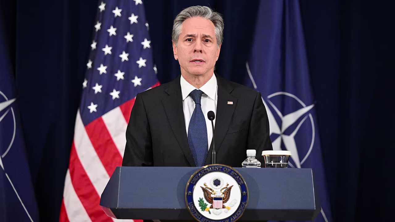 US Secretary of State Antony Blinken speaks during a press conference at the State Department in Washington, DC, on Monday, January 29.
