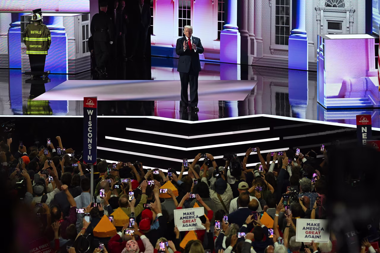 Former President Donald Trump speaks during the Republican National Convention in Milwaukee on Thursday,  July 18. 