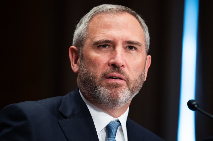 Brad Garlinghouse, CEO of Ripple, testifies during a Senate Banking Committee hearing in July.