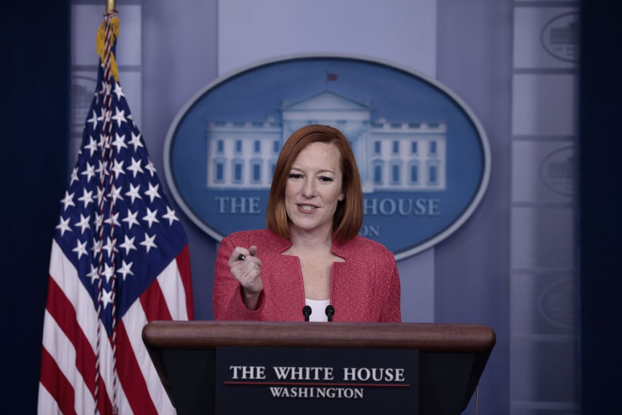 White House Press Secretary Jen Psaki speaks during a daily news briefing at the James S. Brady Press Briefing Room of the White House on November 29, 2021 in Washington, DC. Psaki took questions on a number of topics including the Biden administration's response to the Omicron COVID-19 variant. 