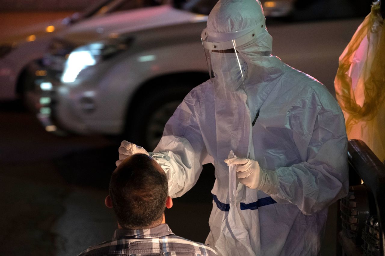 A person is tested for Covid-19 in Ahvaz, Iran, on March 14.