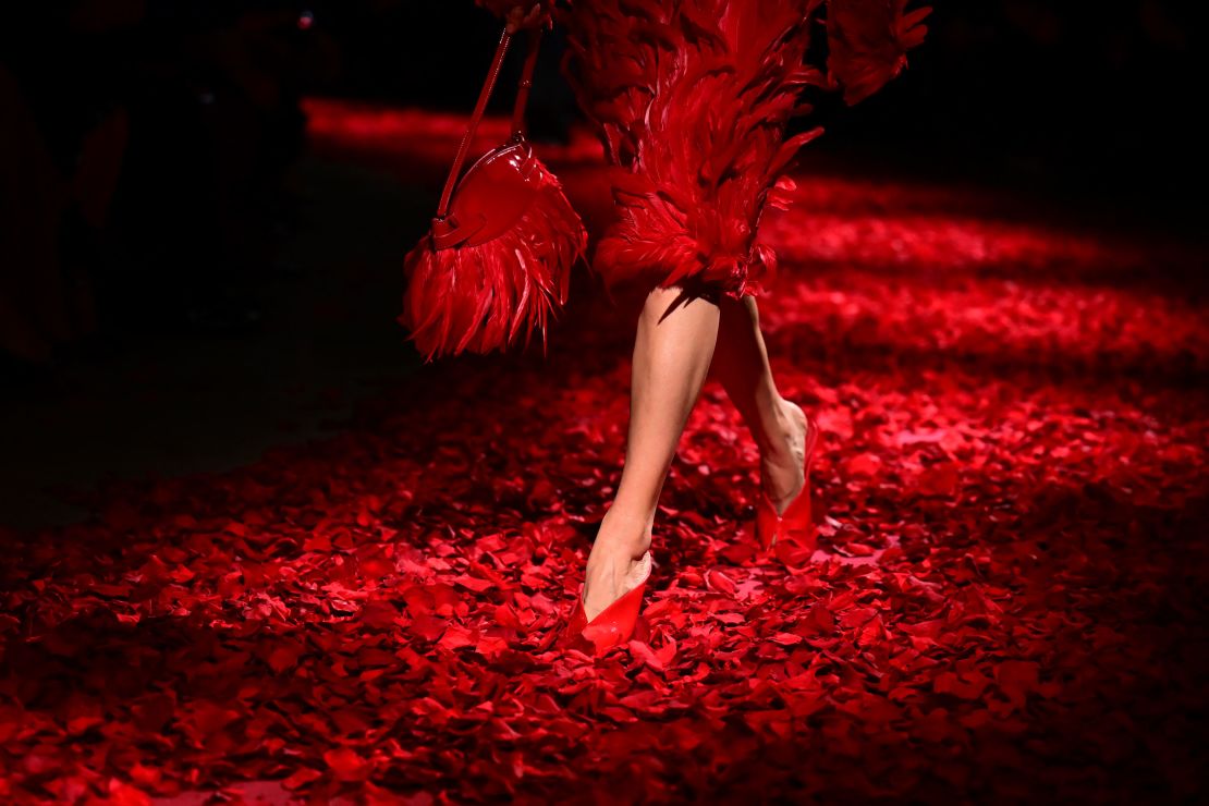 There was a lot of red at Ferragamo's Fall-Winter 2025 show, which was inspired by the late German dancer and choreographer Pina Bausch.