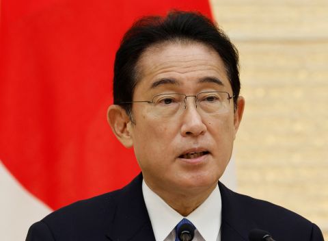 Japanese Prime Minister Fumio Kishida speaks during a news conference in Tokyo on October 28.