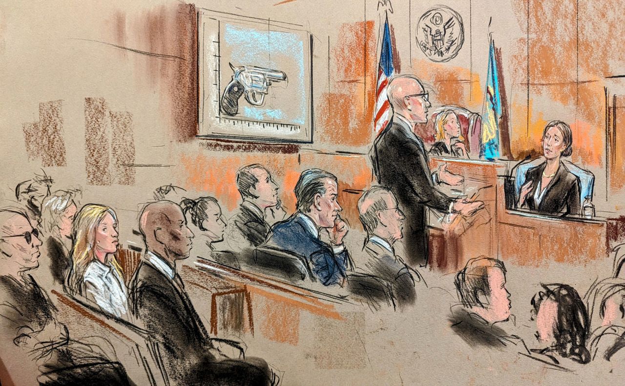 Hallie Biden testifies about finding Hunter Biden's gun on Thursday, June 6, in Wilmington, Delaware, in this court sketch.