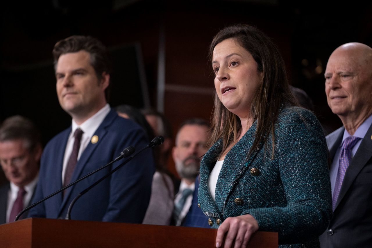 Rep. Elise Stefanik speaks at a press conference in Washington, DC, on February 6.?