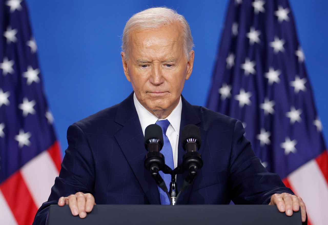 President Joe Biden holds a news conference on July 11, in Washington, DC. 