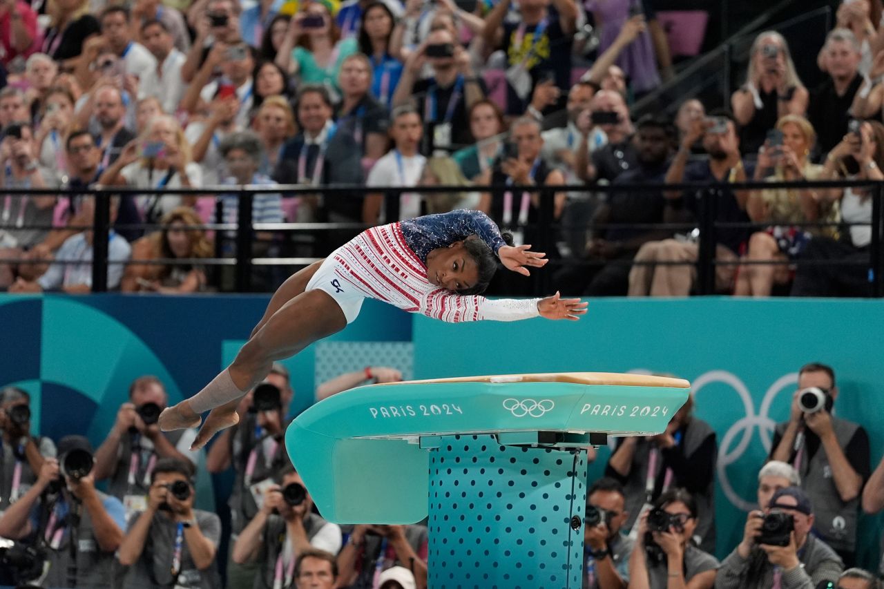 Simone Biles performs on the vault on Tuesday.