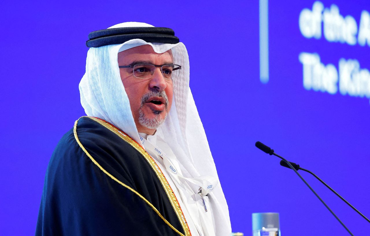 Crown Prince Salman bin Hamad Al Khalifa of Bahrain speaks at the 19th Manama Dialogue in Manama, Bahrain, on Friday. 