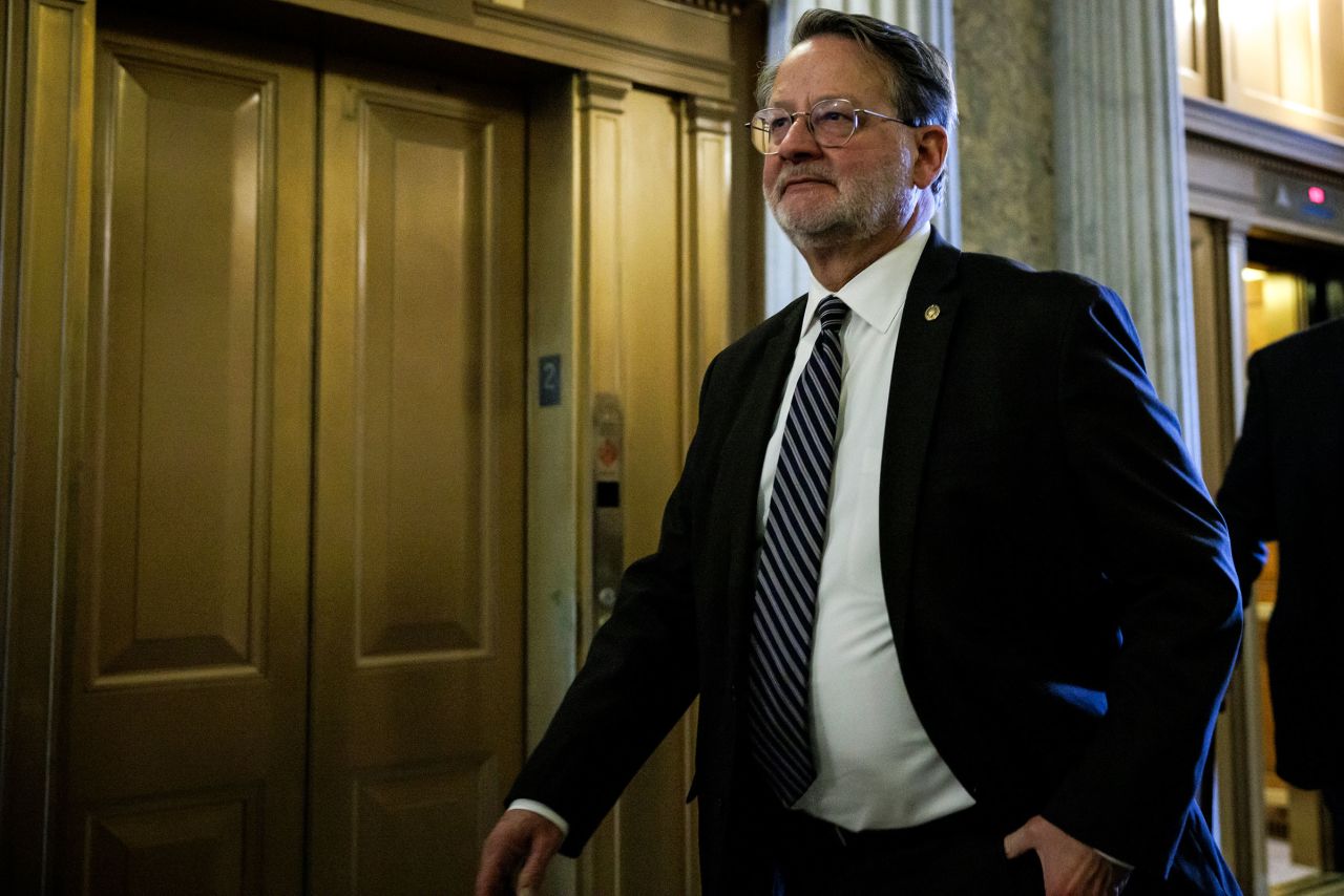 Sen. Gary Peters heads to the floor of the Senate for a vote on Capitol Hill on February 11, in Washington, DC.