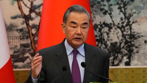 Wang Yi speaks during a press conference at Diaoyutai State Guest House in Beijing, China on April 1.